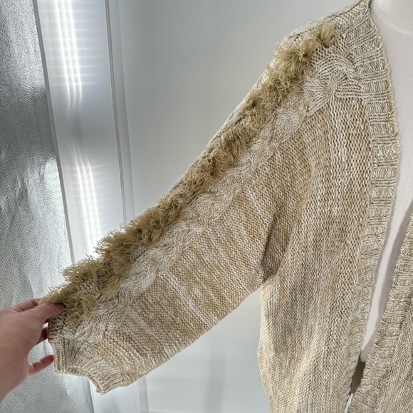 Anthropologie Braided Sleeve Chunky Cardigan One Size - Picture 6 of 9